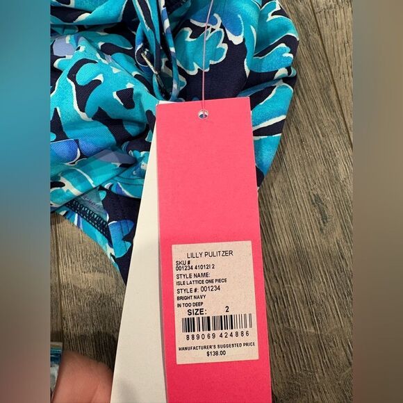 Lilly Pulitzer Blue Floral One Piece Swimsuit - Picture 5 of 7